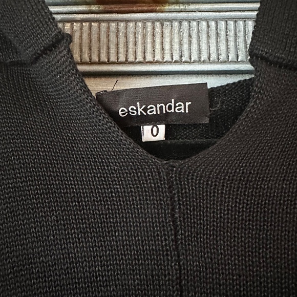 Eskandar Black Linen Over Sized Hooded Sweater Size 0 (S) - Picture 2 of 11